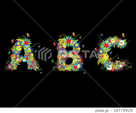 Alfabet, floral design. Alfabet, floral design. 39779929