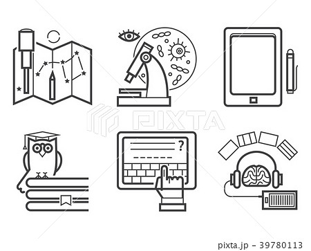 Set of flat design outline icons education Set of flat design outline icons education 39780113