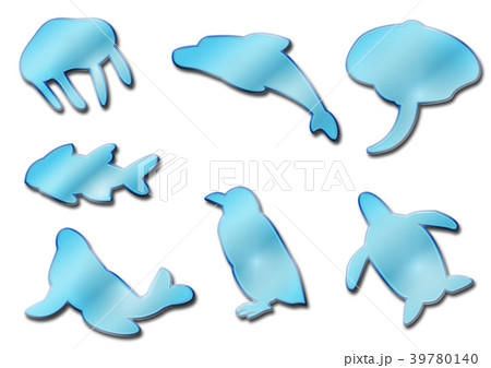 ピンバッジ風 海の生き物のイラスト素材 [39780140] - PIXTA