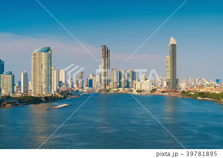 Financial district and Chao Phraya Riverin Bangkok Financial district and Chao Phraya Riverin Bangkok 39781895