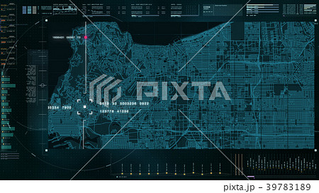 Futuristic HUD holographic digital city map 39783189