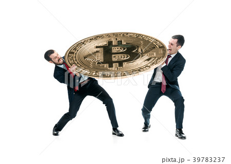 Two casual man holding business icon 39783237