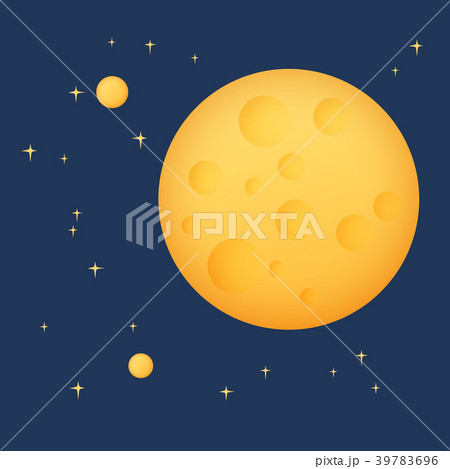 Yellow Moon with Stars in Space Yellow Moon with Stars in Space 39783696