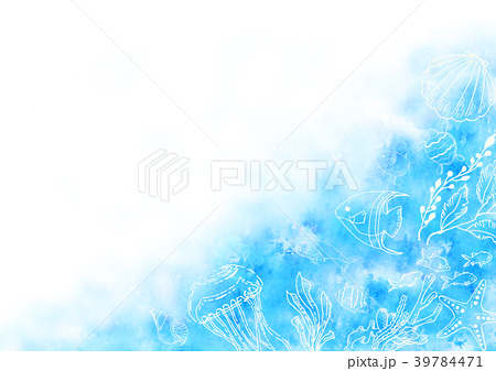 水彩 海の生物イラスト 背景のイラスト素材 39784471 Pixta