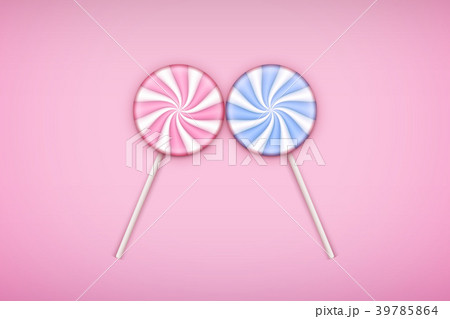 Two Lolipops Candy On Pastel Pink Background のイラスト素材 Two Lolipops Candy On Pastel Pink Background のイラスト素材