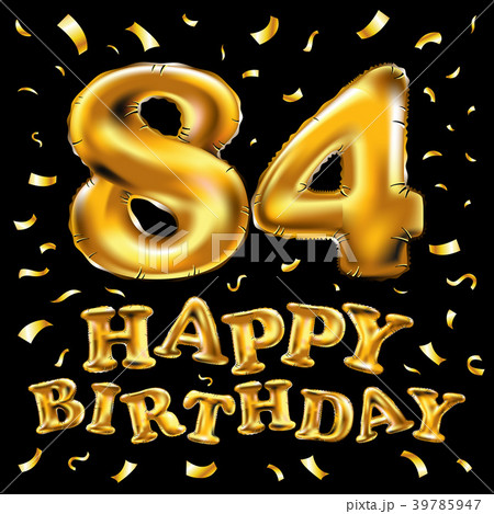 vector happy birthday 84 celebration gold balloons 39785947