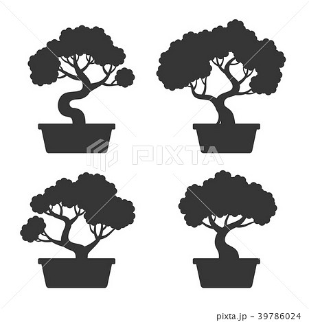 Bonsai Tree Silhouette Set - Stock Illustration [39786024] - PIXTA