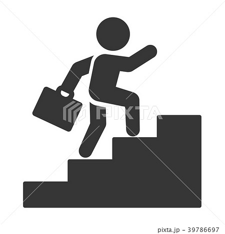 Businessman with Case Walk Up Stairs Icon. Vector 39786697