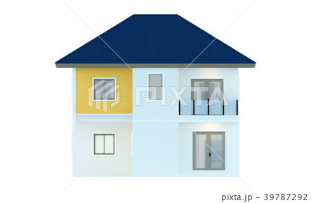 House 3d modern rendering on white background 39787292