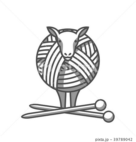 Wool emblem with sheep, tangle of yarn and 39789042