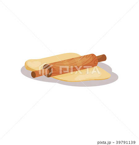 Fresh raw dough and rolling pin vector Fresh raw dough and rolling pin vector 39791139