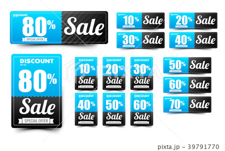 Sale text on blue tag banner set 007 39791770