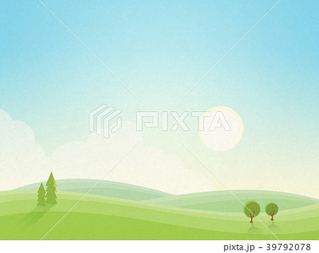 朝の風景 和紙の風合い のイラスト素材