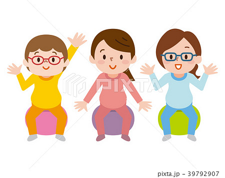 ベビーヨガ バランスボールのイラスト素材