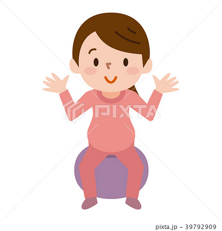 ベビーヨガ バランスボールのイラスト素材