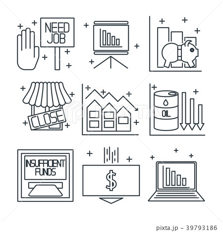 Set icons on a theme of economic crisis Set icons on a theme of economic crisis 39793186