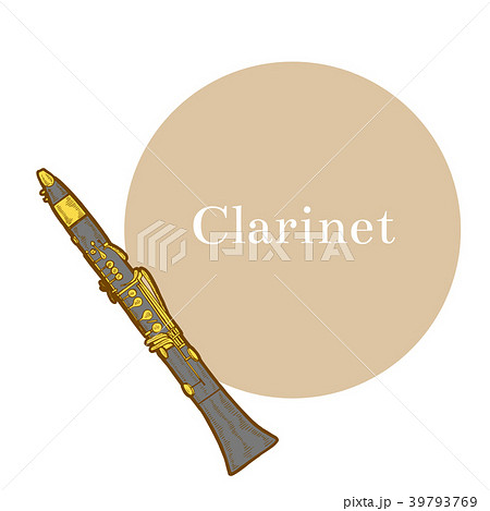 Colored Clarinet in Hand-Drawn Style 39793769