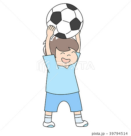 幼児3歳男の子 サッカーのイラスト素材