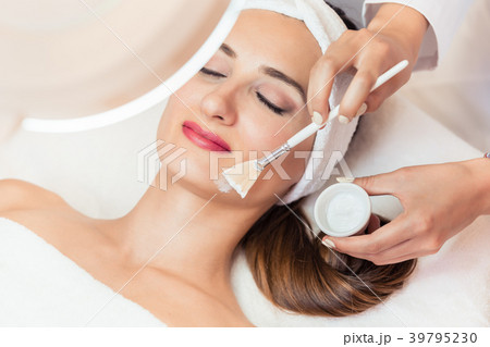 Close-up of a beautiful woman relaxing during Close-up of a beautiful woman relaxing during 39795230