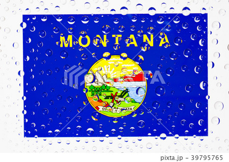 Flag of American State Montana behind a glass Flag of American State Montana behind a glass 39795765