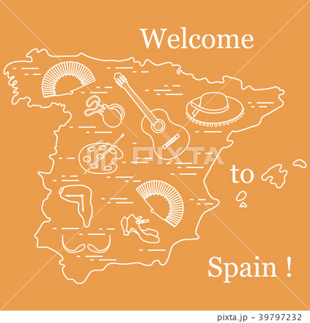 various symbols of Spain arranged in a circle various symbols of Spain arranged in a circle 39797232
