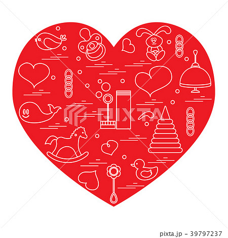 kids elements arranged in a heart kids elements arranged in a heart 39797237