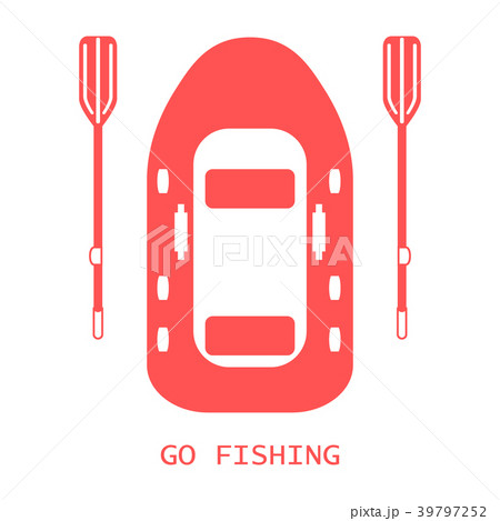 Stylized icon of a colored inflatable boat with Stylized icon of a colored inflatable boat with 39797252