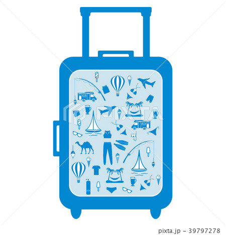colorful suitcase with different pictures on the 39797278