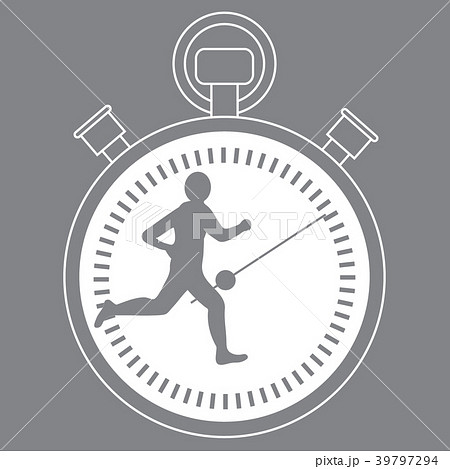 Stylized icon of the runner with a stopwatch 39797294