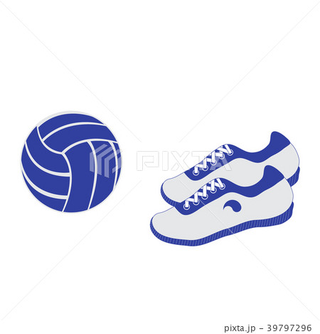 Stylized icon of a colored volleyball and sneakers 39797296