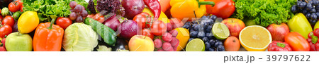 Panorama bright vegetables and fruits. 39797622