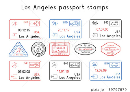 Passport stamps. Los Angeles, USA. Arrival and 39797679