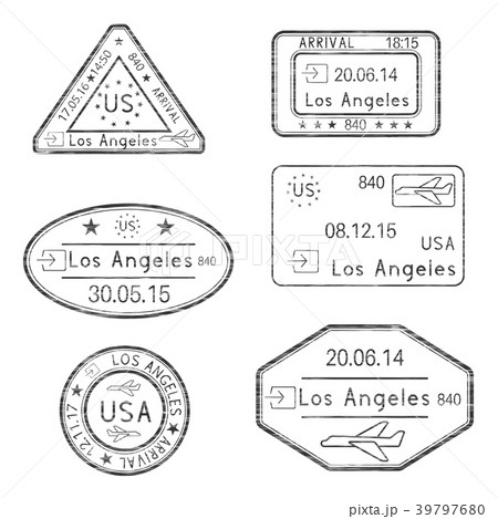 Passport stamps. Arrival to Los Angeles, USA 39797680