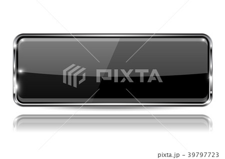 Black glass 3d button with metal frame. Rectangle 39797723