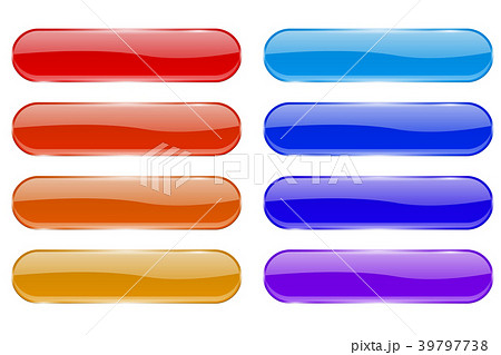 Glass buttons. Shiny colored oval 3d icons with 39797738