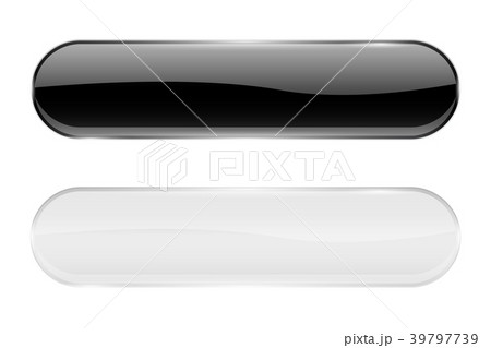 Black and white glass buttons. Web oval 3d icons 39797739