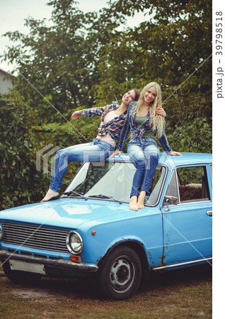 cheerful Attractive two young blonde girl cheerful Attractive two young blonde girl 39798518