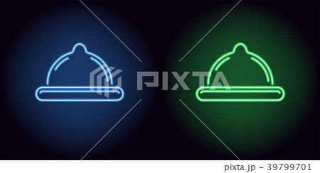 Neon condom in blue and green color 39799701