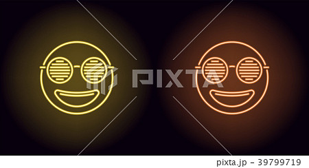 Neon stylish emoji in yellow and orange color Neon stylish emoji in yellow and orange color 39799719