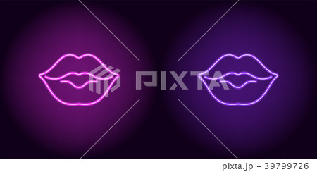Neon lips in purple and violet color 39799726