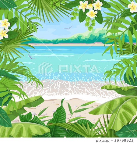 Summer Background with Tropical Frame on Seaside 39799922