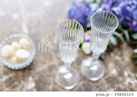 Wedding morning. Two Glasses of champagne's and 39800324