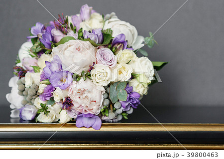 Brides wedding bouquet with peonies, freesia and Brides wedding bouquet with peonies, freesia and 39800463