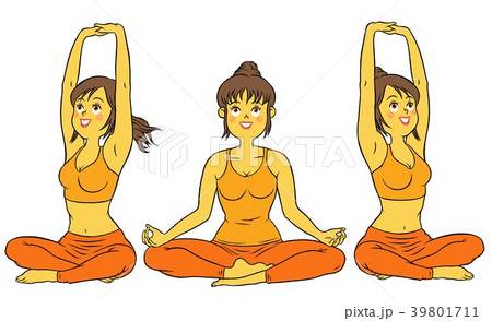 ヨガフィットネスをする女性の３セット 39801711