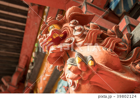 水沢観音　水沢寺仁王門　彫刻　群馬県　渋川市　 39802124