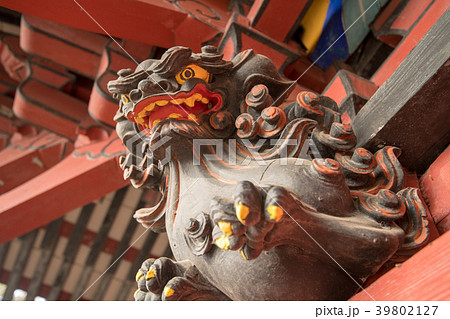 水沢観音　水沢寺仁王門　彫刻　群馬県　渋川市　 39802127