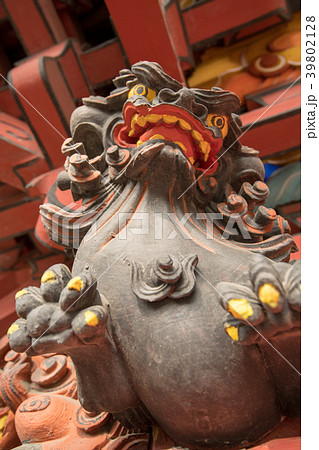 水沢観音　水沢寺仁王門　彫刻　群馬県　渋川市　 39802128