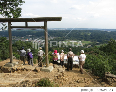 日和田山の金刀比羅神社二の鳥居からの眺め（巾着田） 39804173