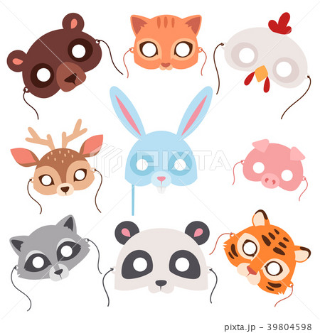 Animals Carnival Mask Vector Festival Decorationのイラスト素材