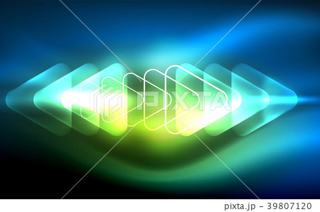Glowing vector triangle geometric shapes in dark 39807120